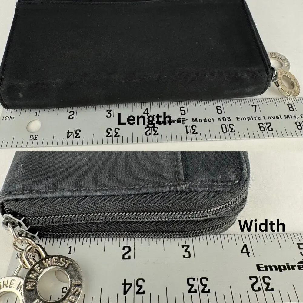 Vintage Nine West Fabric Two Zip Compact 23+ Pocket Wallet Check Book‎ Pocket